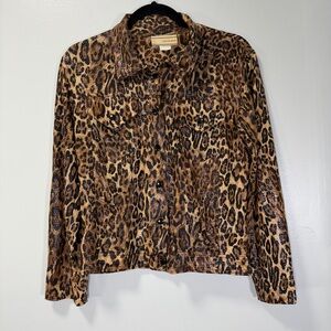 Carrie Allen Vintage 90s Light-weight Animal Print Jacket Blouse Size Medium